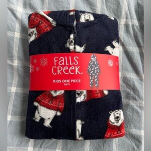 Kids One Piece - Navy with Polar Bear Print